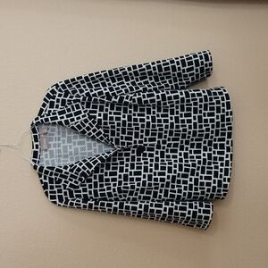 Chico's Black/White Print Jacket/Blazer Size 1 or US Size M